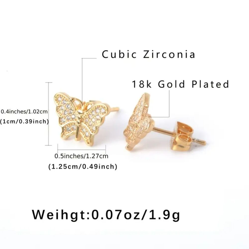 "Winona" 18k Sparkle Luxe CZ Butterfly Stud Earrings - Picture 3 of 3